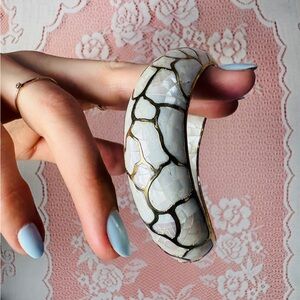 Celadon Crackle Enamel Cuff | Gold Veining